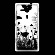 Coque Sony Xpéria SP Papillon en noir et blanc