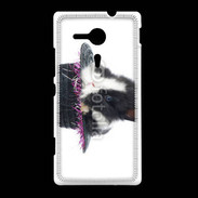 Coque Sony Xpéria SP Lapin noir et blanc dans un chapeau