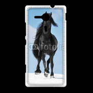 Coque Sony Xpéria SP Cheval Friesian noir 100