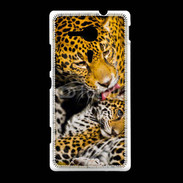 Coque Sony Xpéria SP Léopard avec son petit 15