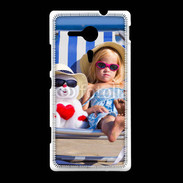 Coque Sony Xpéria SP Petite fille avec bonhomme de neige a la plage