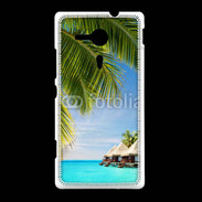 Coque Sony Xpéria SP Palmier et bungalow dans l'océan indien