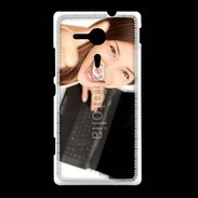 Coque Sony Xpéria SP Femme souriante ordinateur