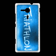 Coque Sony Xpéria SP Triathlon sur fond bleu