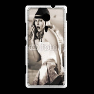 Coque Sony Xpéria SP Femme avec fond avion