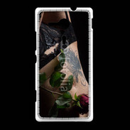 Coque Sony Xpéria SP Lingerie et rose rouge