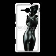 Coque Sony Xpéria SP Femme nue body painting noir et blanc 3