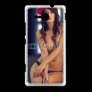 Coque Sony Xpéria SP Charmante brune avec casquette rouge