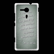 Coque Sony Xpéria SP Les vieux Vert Citation Oscar Wilde