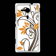 Coque Sony Xpéria SP motif floral marron
