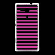 Coque Sony Xpéria SP rayures noires et roses