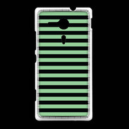 Coque Sony Xpéria SP rayures vert d'eau et noires