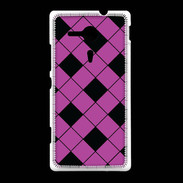 Coque Sony Xpéria SP losange noir & rose