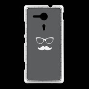 Coque Sony Xpéria SP moustache gris & blanc