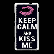 Coque Sony Xpéria SP Keep Calm Kiss me Noir