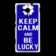 Coque Sony Xpéria SP Keep Calm Be lucky Bleu