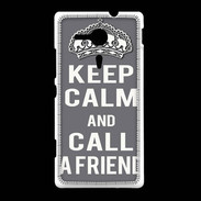 Coque Sony Xpéria SP Keep Calm Call friend Gris