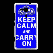Coque Sony Xpéria SP Keep Calm Carry on Bleu