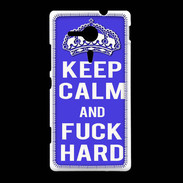 Coque Sony Xpéria SP Keep Calm Fuck hard bleu