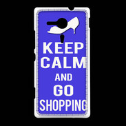 Coque Sony Xpéria SP Keep Calm Go Shopping Bleu