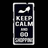 Coque Sony Xpéria SP Keep Calm Go Shopping Noir