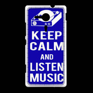 Coque Sony Xpéria SP Keep Calm Listen music Bleu