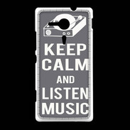 Coque Sony Xpéria SP Keep Calm Listen music Gris