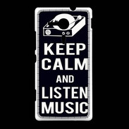 Coque Sony Xpéria SP Keep Calm Listen music Noir