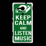 Coque Sony Xpéria SP Keep Calm Listen music Vert