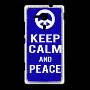 Coque Sony Xpéria SP Keep Calm Peace Bleu