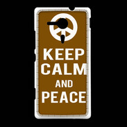 Coque Sony Xpéria SP Keep Calm Peace Marron