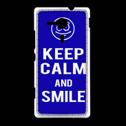 Coque Sony Xpéria SP Keep Calm Smile Bleu