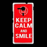 Coque Sony Xpéria SP Keep Calm Smile Rouge