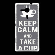 Coque Sony Xpéria SP Keep Calm Take a cup Gris