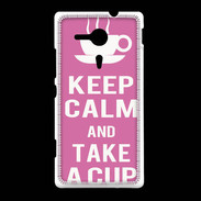 Coque Sony Xpéria SP Keep Calm Take a cup Rose