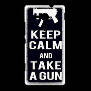 Coque Sony Xpéria SP Keep Calm Take a gun Noir