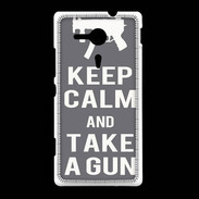 Coque Sony Xpéria SP Keep Calm Take a gun Gris
