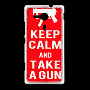 Coque Sony Xpéria SP Keep Calm Take a gun Rouge
