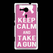 Coque Sony Xpéria SP Keep Calm Take a gun Rose