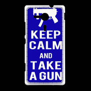 Coque Sony Xpéria SP Keep Calm Take a gun Bleu