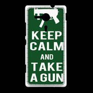 Coque Sony Xpéria SP Keep Calm Take a gun Vert