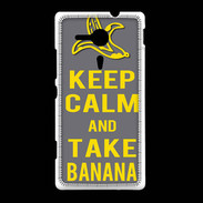 Coque Sony Xpéria SP Keep Calm Take Banana Gris