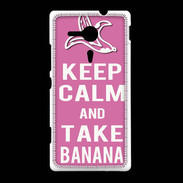Coque Sony Xpéria SP Keep Calm Take Banana Rose