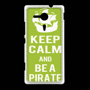 Coque Sony Xpéria SP Keep Calm Be a Pirate Vert pomme