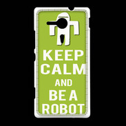 Coque Sony Xpéria SP Keep Calm Be a Robot Vert pomme