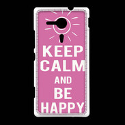 Coque Sony Xpéria SP Keep Calm Be Happy Rose