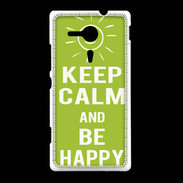 Coque Sony Xpéria SP Keep Calm Be Happy Vert pomme