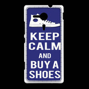 Coque Sony Xpéria SP Keep Calm Buy Shoes Bleu