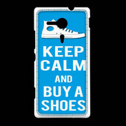 Coque Sony Xpéria SP Keep Calm Buy Shoes Cyan 
