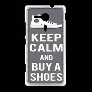 Coque Sony Xpéria SP Keep Calm Buy Shoes Gris